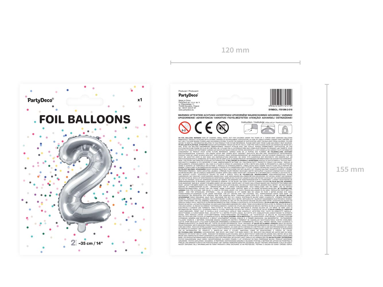 Balón fóliový číslo "2" STŘÍBRNÝ / 35cm | ♥ DITIPO.cz