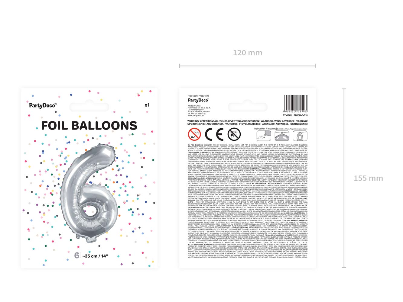 Balón fóliový číslo "6" STŘÍBRNÝ / 35cm | ♥ DITIPO.cz